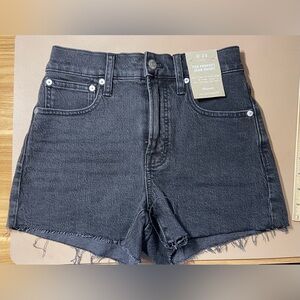 Madewell The Perfect Jean Short Black Denim Cutoff High Rise NWT Size 24 Women's
